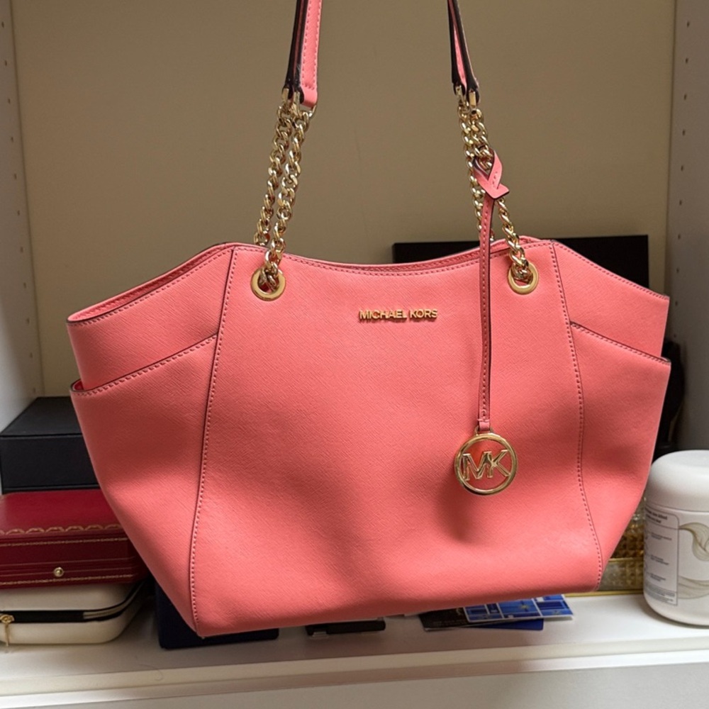 Michael Kors Coral Tote with Gold Accents
